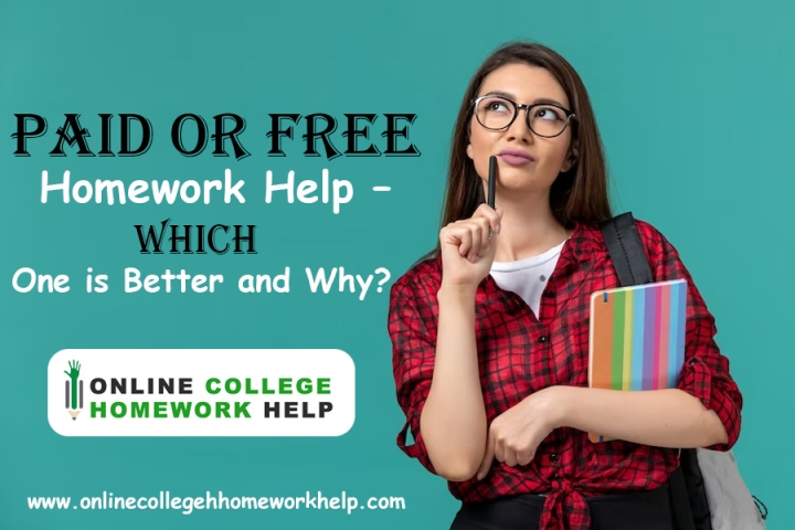 A college girl thinking about Paid or Free Homework Help 