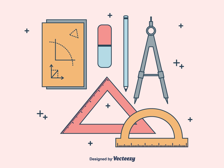 Essential Tools for Geometry Assignments: Vector Illustration Vector illustration of tools and accessories for geometry assignment help