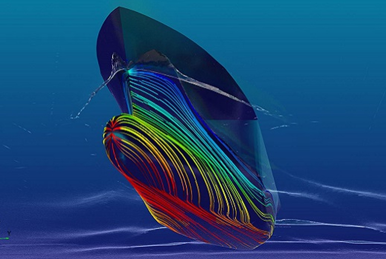 A boat with a vibrant rainbow sail glides gracefully on the ocean, showcasing the hydrodynamics assignment concept A boat with a vibrant rainbow sail glides gracefully on the ocean, showcasing the hydrodynamics concept