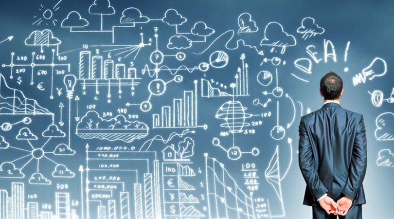 Analyzing Industrial Economics: Business Insights and Strategies A businessman analyzing a business diagram, representing an industrial economics concept